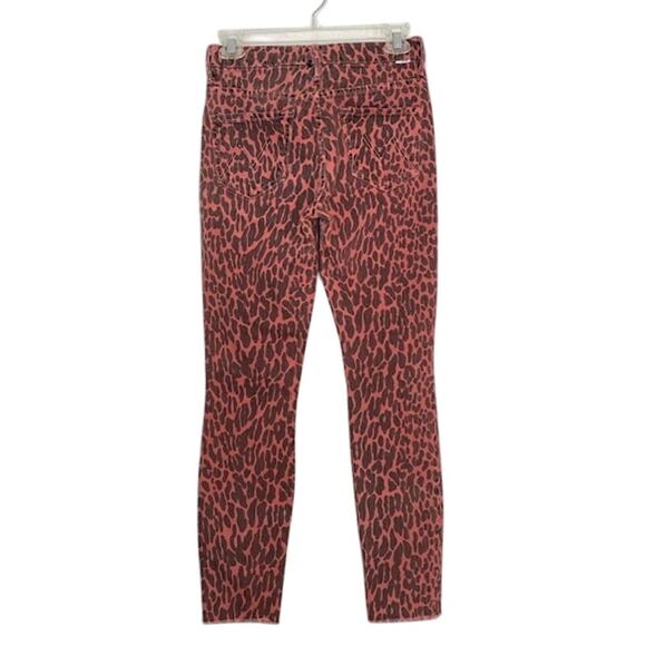 MOTHER Looker ankle fray slim skinny punk Animal Attraction leopard print red - Picture 6 of 16